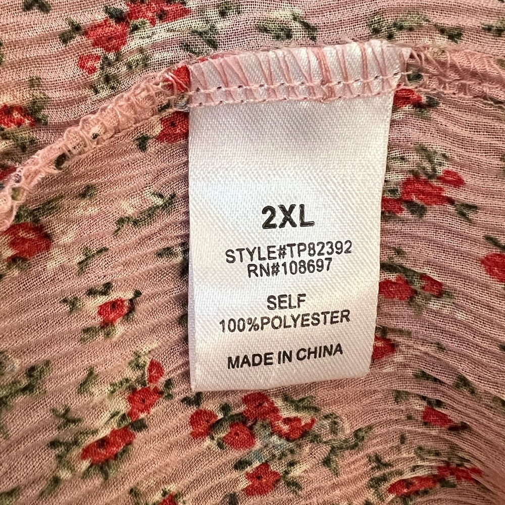Sweet Rain Pleated Ruffled Pink Floral Top Size XXL NWT - Picture 9 of 9